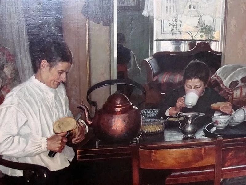 1859-Gustav Wentzel-La colazione - The National Museum, Oslo-dettaglio